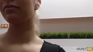 European Blonde Cheats While Husband Waits Nearby