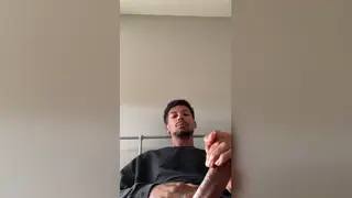 Hairy Latino Bear Strokes Monster Cock to Explosion