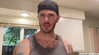 Tattooed Amateur Works His Cock in POV