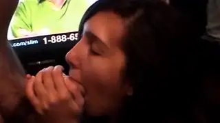 Latina Brunette Delivers Sensual Blowjob and Handjob