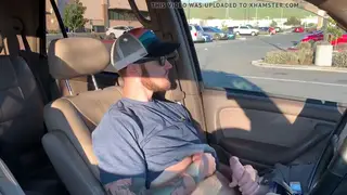 Hairy Bear Strokes to Cumshot in Parked Car