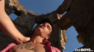 Slim European Twink Enjoys Outdoor Handjob POV