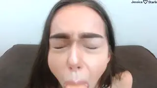Busty Brunette Stepsister Rides POV for Birthday Creampie