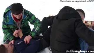 Three Men Share Intimate Shower After Ski Day
