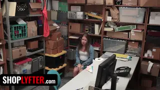 Petite Babe Bends Over Desk for Office Femdom