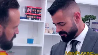 Hairy Doctor Performs Deep Anal Exam on Muscular Patient
