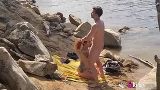 Redhead Sucks a Stranger Deep by the Lake