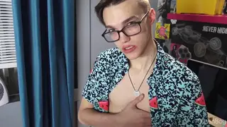 Slim Twink Beats Meat on Kitchen Counter Solo