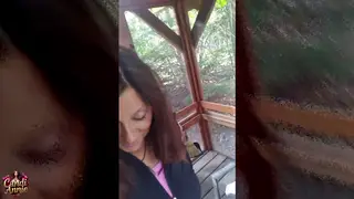 Mature MILF Swallows Cum in Outdoor POV Threesome
