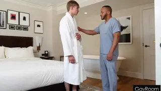 Interracial Couple Turns Bath Massage Into Fisting and Facial