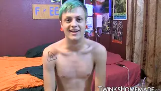 Tattooed Twink Strokes His Cock to a Squirting Climax