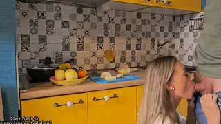 Asian Housewife Takes Kitchen Anal and Mouthful