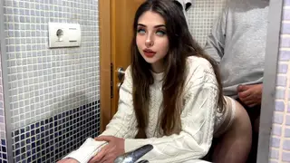Petite Latina Takes Landlord in Bathroom While Boyfriend Cooks
