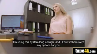 European Blonde Rides Desk Clerk for Loan Approval