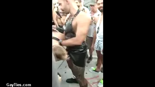 Muscular Men Join Interracial Gangbang with Pissing Outdoors