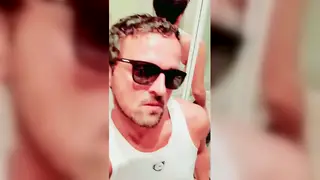 Muscular European Hunk Spanks and Strokes on Gym Webcam
