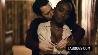 Voluptuous Ebony MILF Kneels for a Deep Blowjob