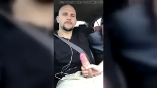 Muscle Hunk Jerks His Thick Cock in a Parked Car