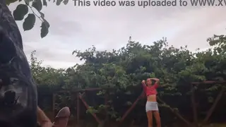 Beach Handjob Ends With a Warm Finish Outdoors