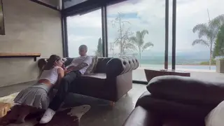Blonde Latina Squirt and Piss While Riding Hard on the Couch