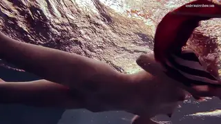 Hairy European Teen Shows Off Nude Body at Pool and Beach