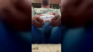 Mature Ebony Soloist Lets a Golden Stream Flow in Shorts