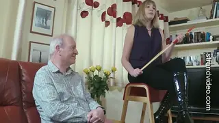 European MILF Dominates Submissive Boyfriend with Spanking and Handjob