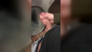 Muscular Hunk Strokes His Cock in a Public Bathroom