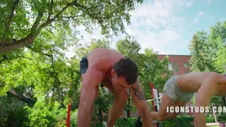 Tattooed Latino Daddy Rims Twink Outdoors Then Fucks Him Bareback