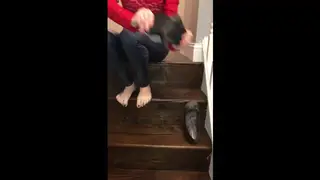 Woman Wets Her Jeans Indoors in Pissing Clip