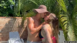 Blonde Latina in Lingerie Seduces the Pool Cleaner