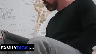 Tattooed Daddy Guides Muscular Stud Through Intense Missionary