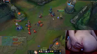 European Gamer Girl Tests a Vibrating Toy While Playing