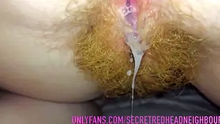 Hairy Redhead MILF Takes BBC Creampie in Slow Motion