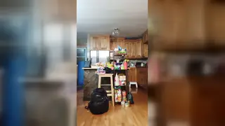 Amateur Blowjob in the Kitchen Ends With a Massive Cumshot