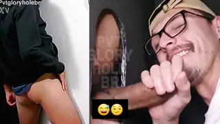 Married Stud Drains BBC at Gloryhole Then Flees