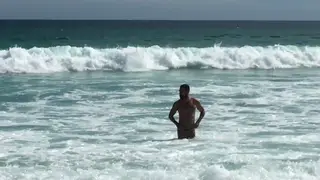 Solo Guy Strips Naked on Public Beach