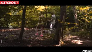 Petite Teen Rides Partner Outdoors Before Facial
