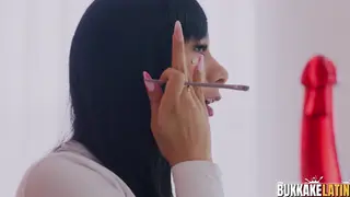 Petite Latina Swallows Every Drop in Her First Public Gangbang