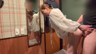 Asian MILF Takes Creampie Doggystyle in Quiet Cafe