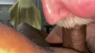 Hairy Bear Gives Interracial Blowjob to Roommate