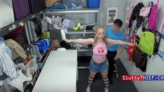 Blonde Busty Teen Facing Office Discipline