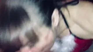 Mature Wife Delivers a Holiday Blowjob and Swallows Every Drop
