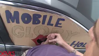 Busty Trans Woman Creates Gloryhole for Outdoor Office Anal