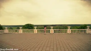 Brunette Bound in Strap Bondage Masturbates in a Public Park