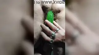 Hairy Granny Pleasures Old Pussy With Cucumber Deeply