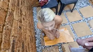 Blonde Submissive Takes Golden Showers in a Bathroom Compilation