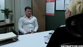 Tattooed Hairy Men Flip-Fuck Bareback in Office Bathroom
