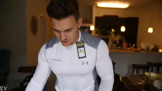 Muscular Hunk Flexes Shirtless in First Video