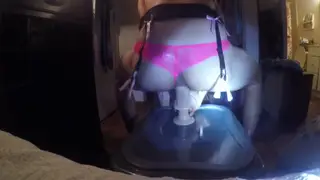 Crossdressing Twink Rides Toys Before a Piss and Self Facial